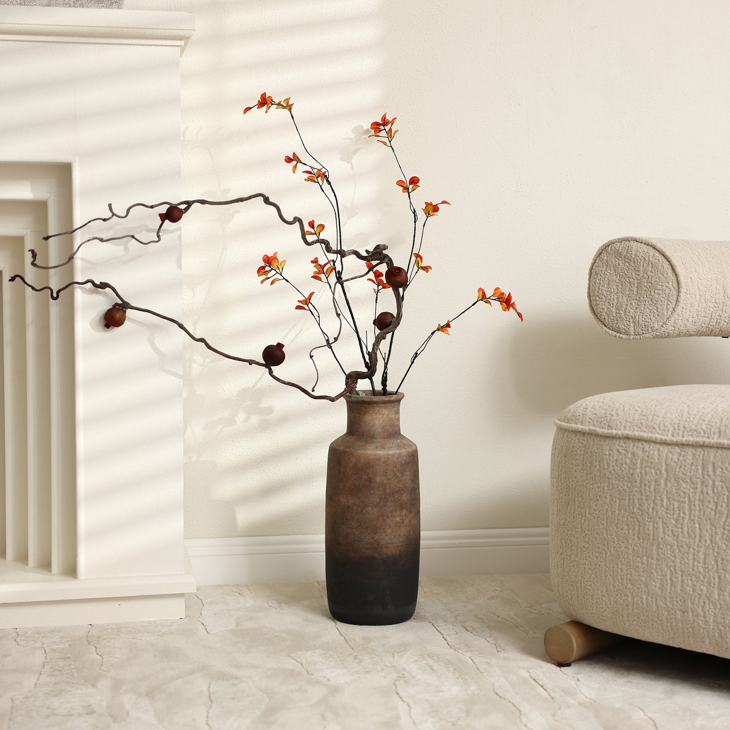 Tall Cylinder Terracotta Decorative Vase, Brown Ombre