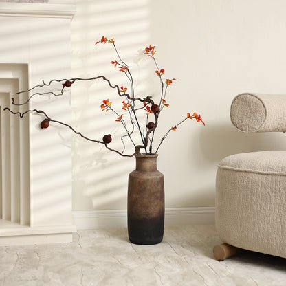 Tall Cylinder Terracotta Decorative Vase, Brown Ombre