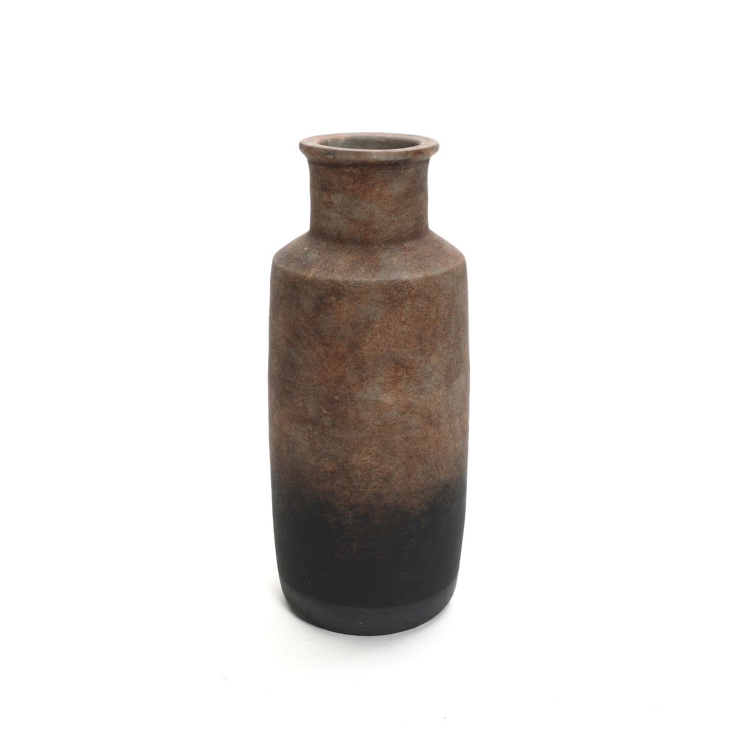 Tall Cylinder Terracotta Decorative Vase, Brown Ombre