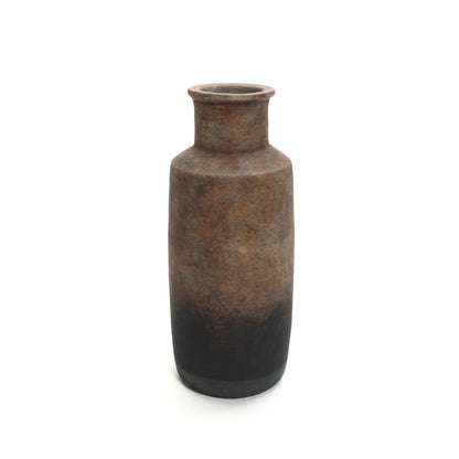 Tall Cylinder Terracotta Decorative Vase, Brown Ombre