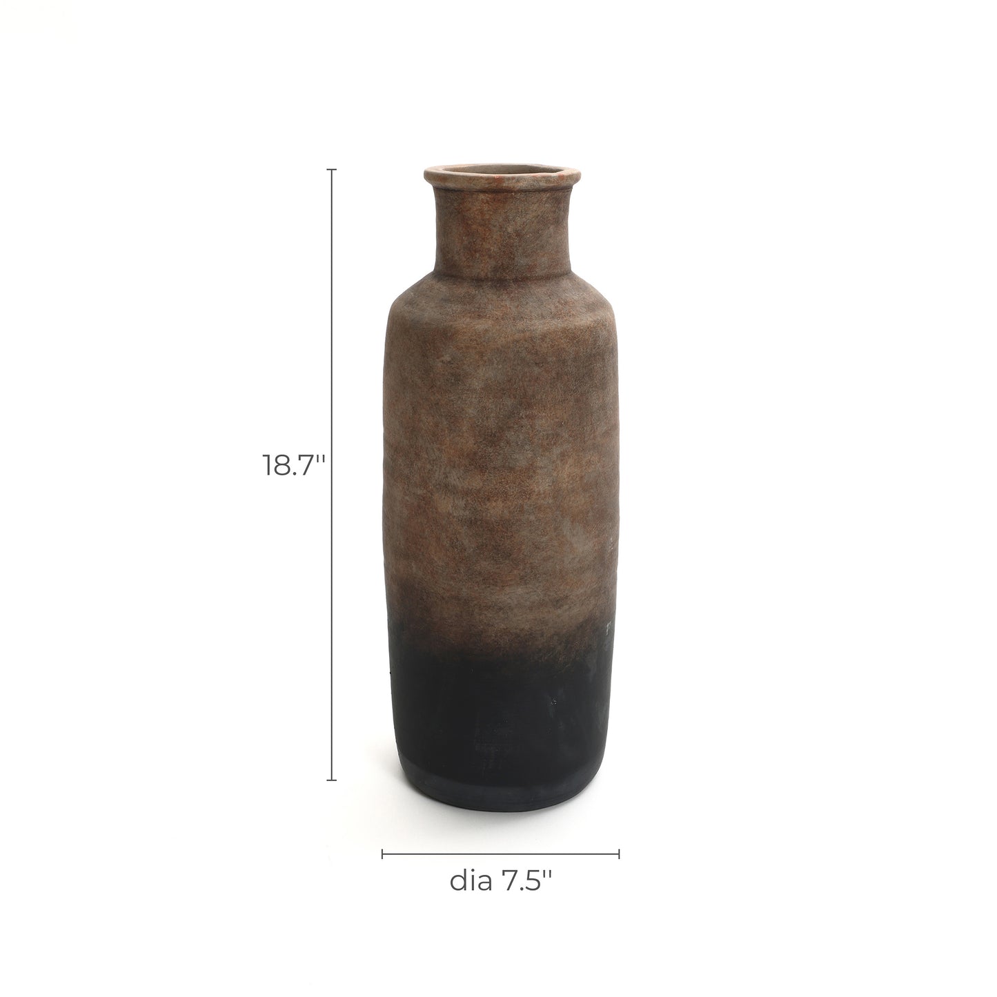 Tall Cylinder Terracotta Decorative Vase, Brown Ombre