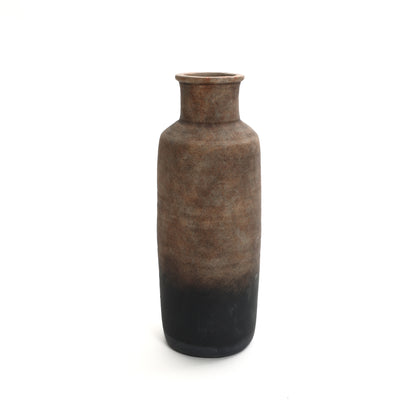 Tall Cylinder Terracotta Decorative Vase, Brown Ombre