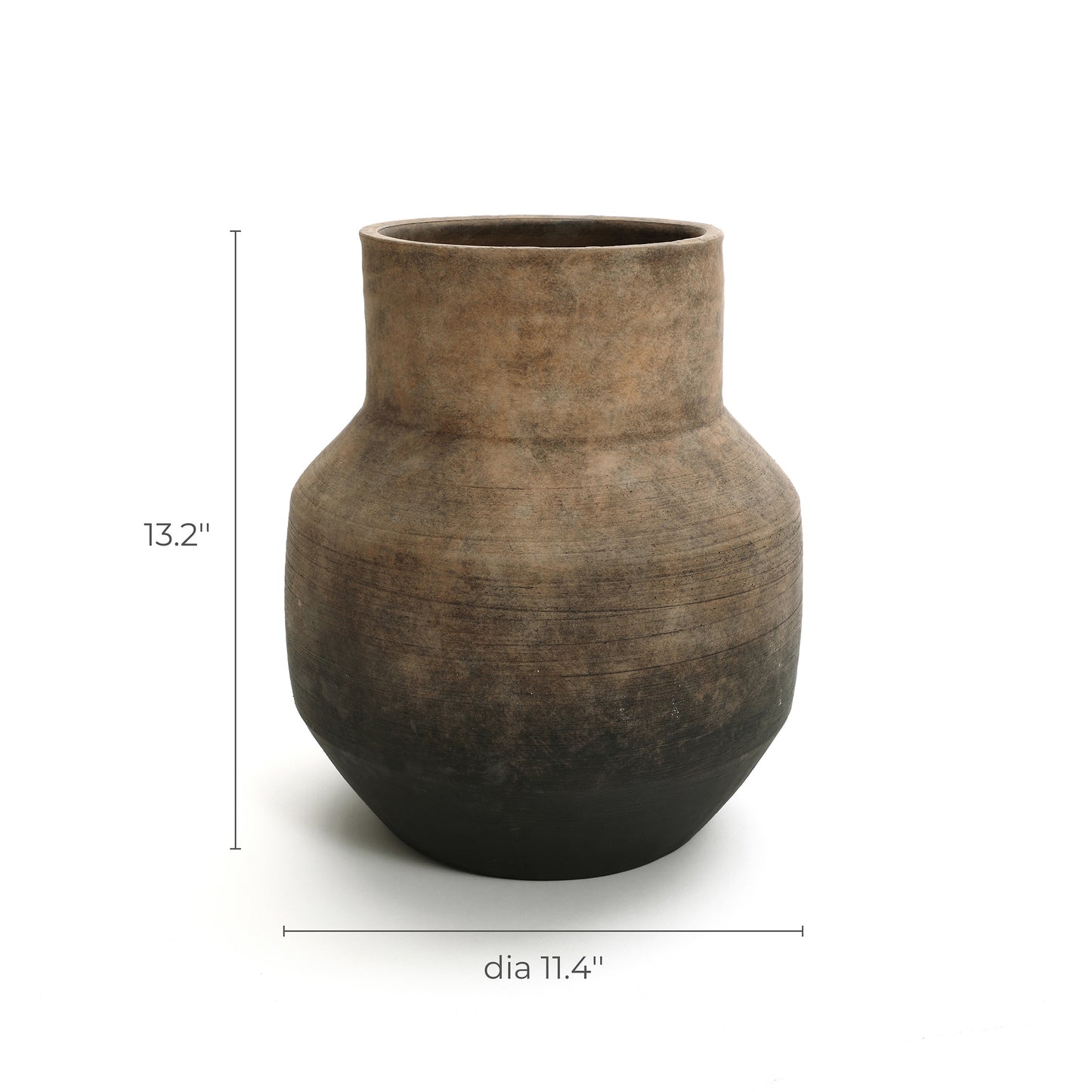 Round Bowl Terracotta Decorative Vase, Brown Ombre
