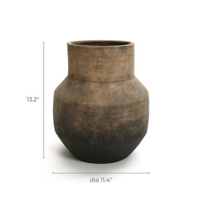 Round Bowl Terracotta Decorative Vase, Brown Ombre