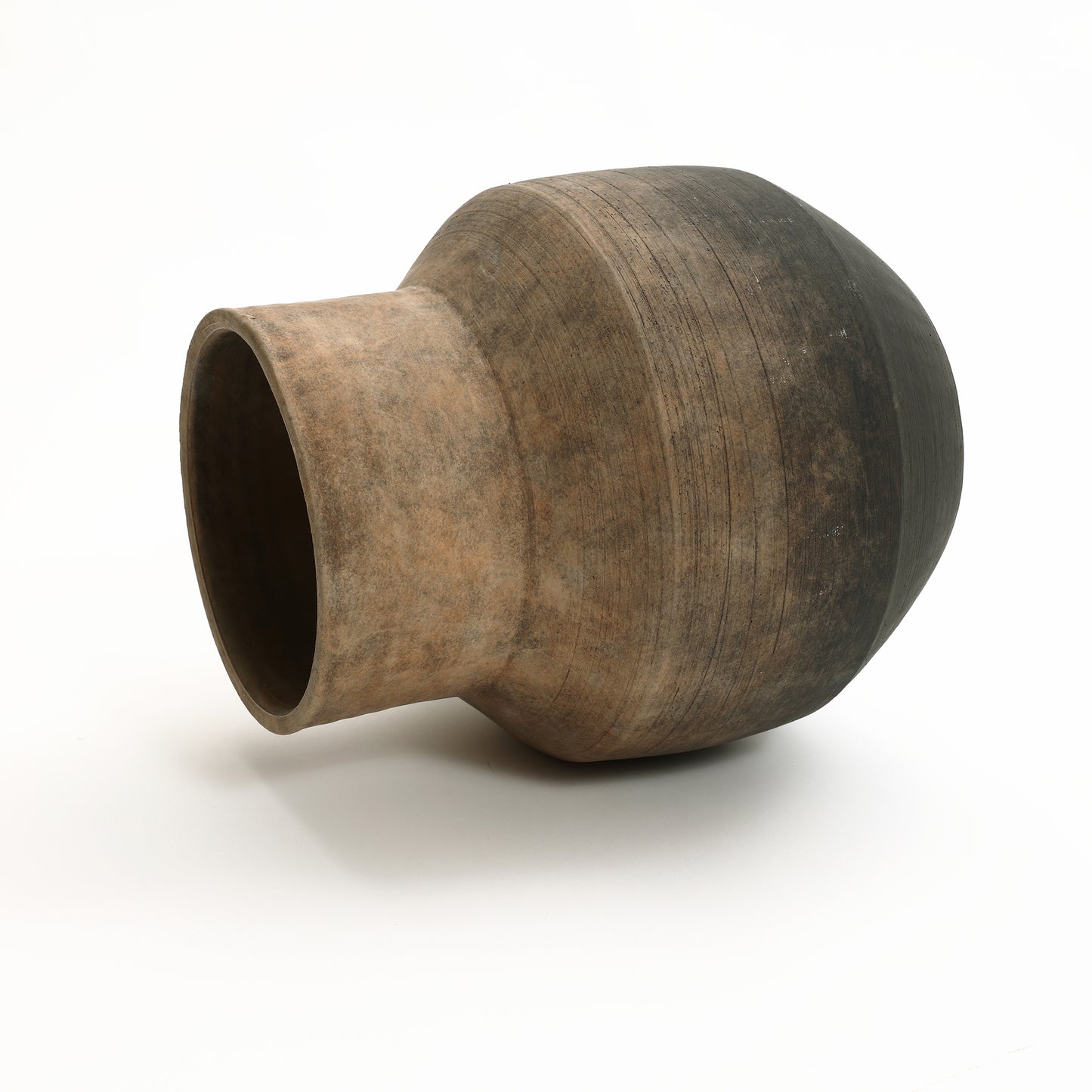 Round Bowl Terracotta Decorative Vase, Brown Ombre