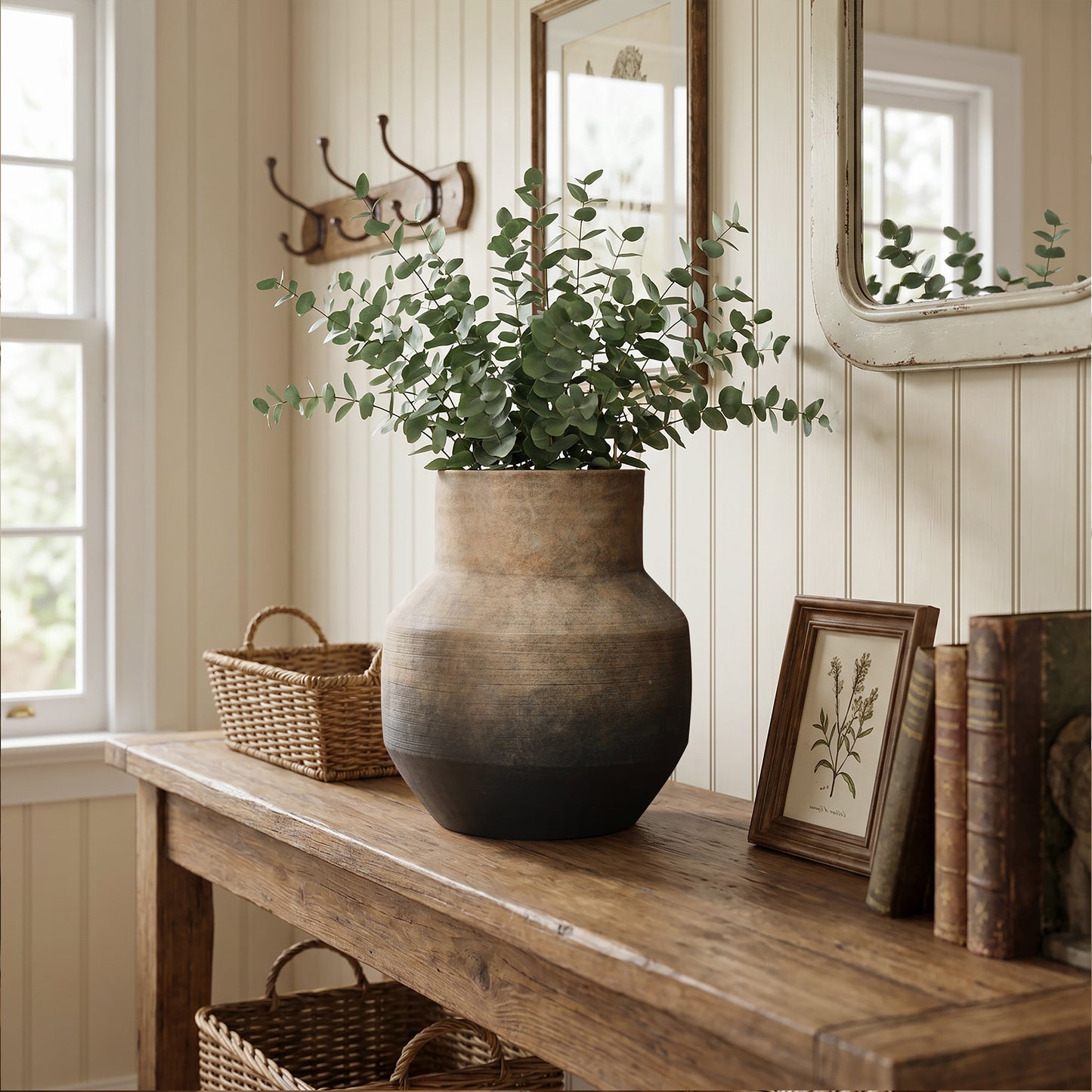 Round Bowl Terracotta Decorative Vase, Brown Ombre