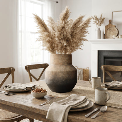 Round Bowl Terracotta Decorative Vase, Brown Ombre