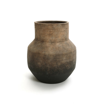Round Bowl Terracotta Decorative Vase, Brown Ombre