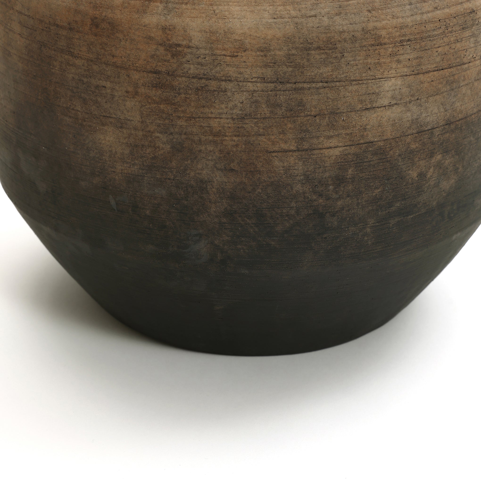 Round Bowl Terracotta Vase, Brown Ombre, 13.5"