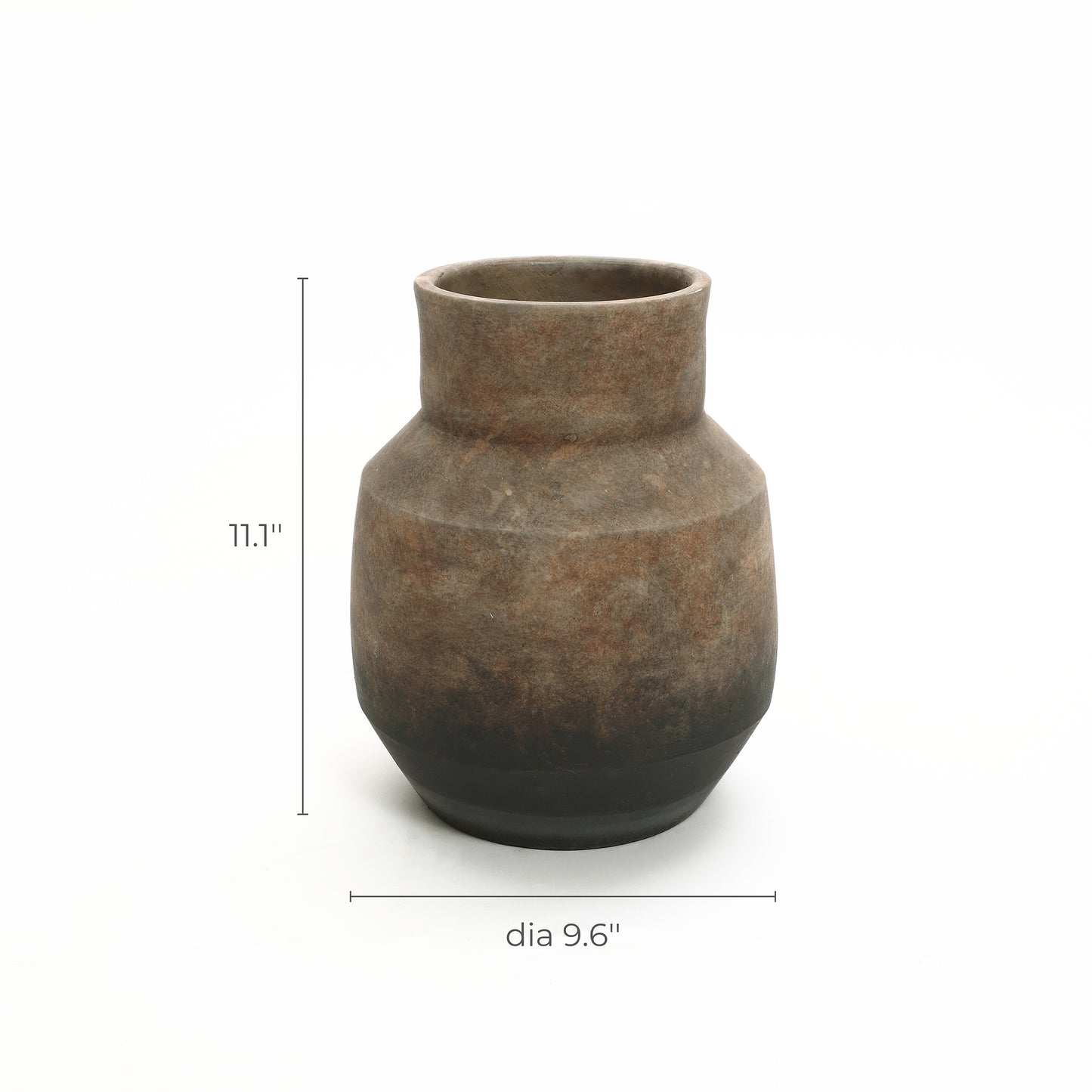 Round Bowl Terracotta Decorative Vase, Brown Ombre