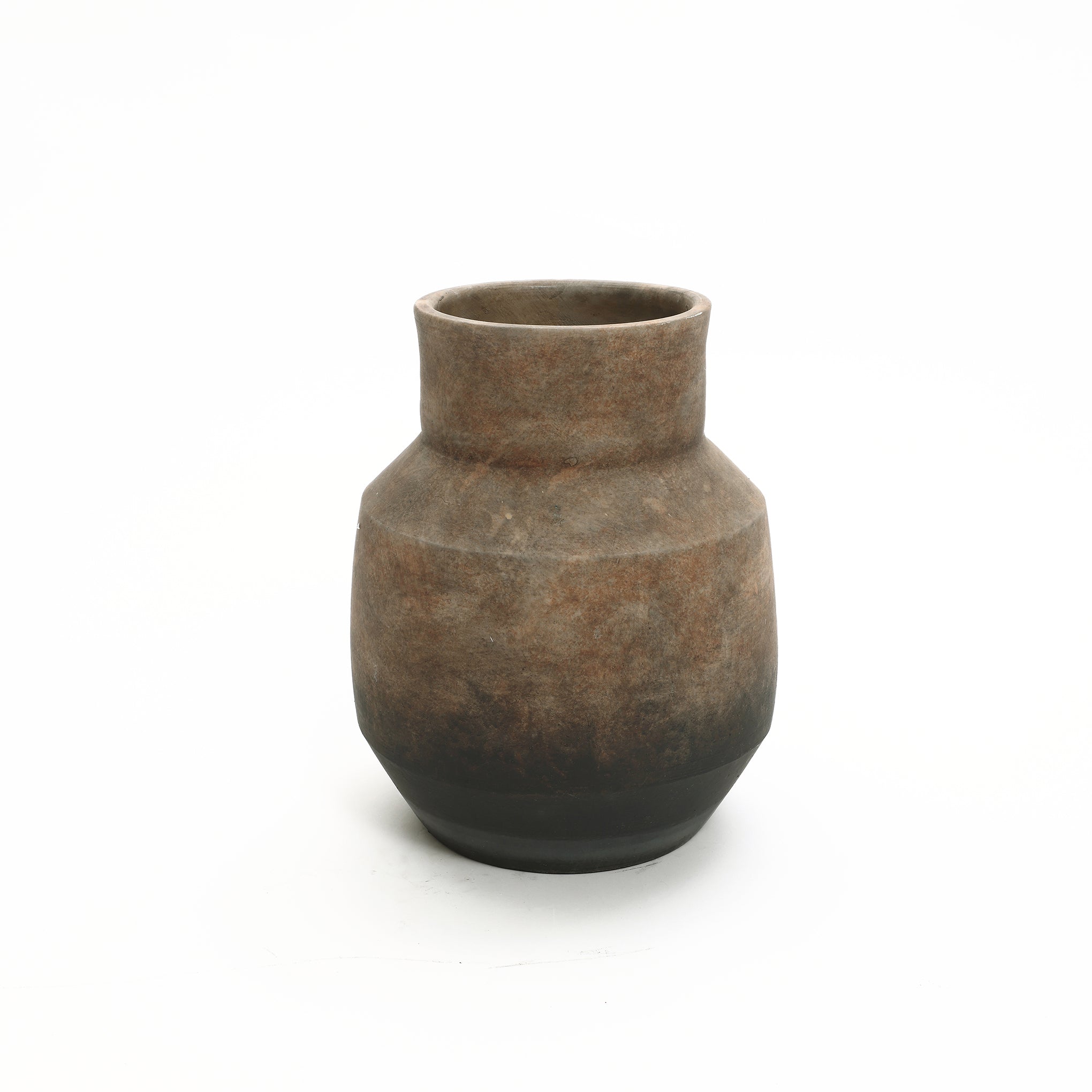 Round Bowl Terracotta Vase, Brown Ombre, 11.5"