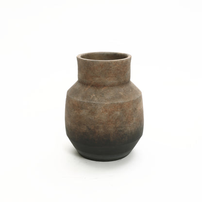 Round Bowl Terracotta Decorative Vase, Brown Ombre