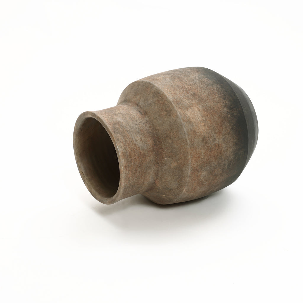 Round Bowl Terracotta Vase, Brown Ombre, 11.5"