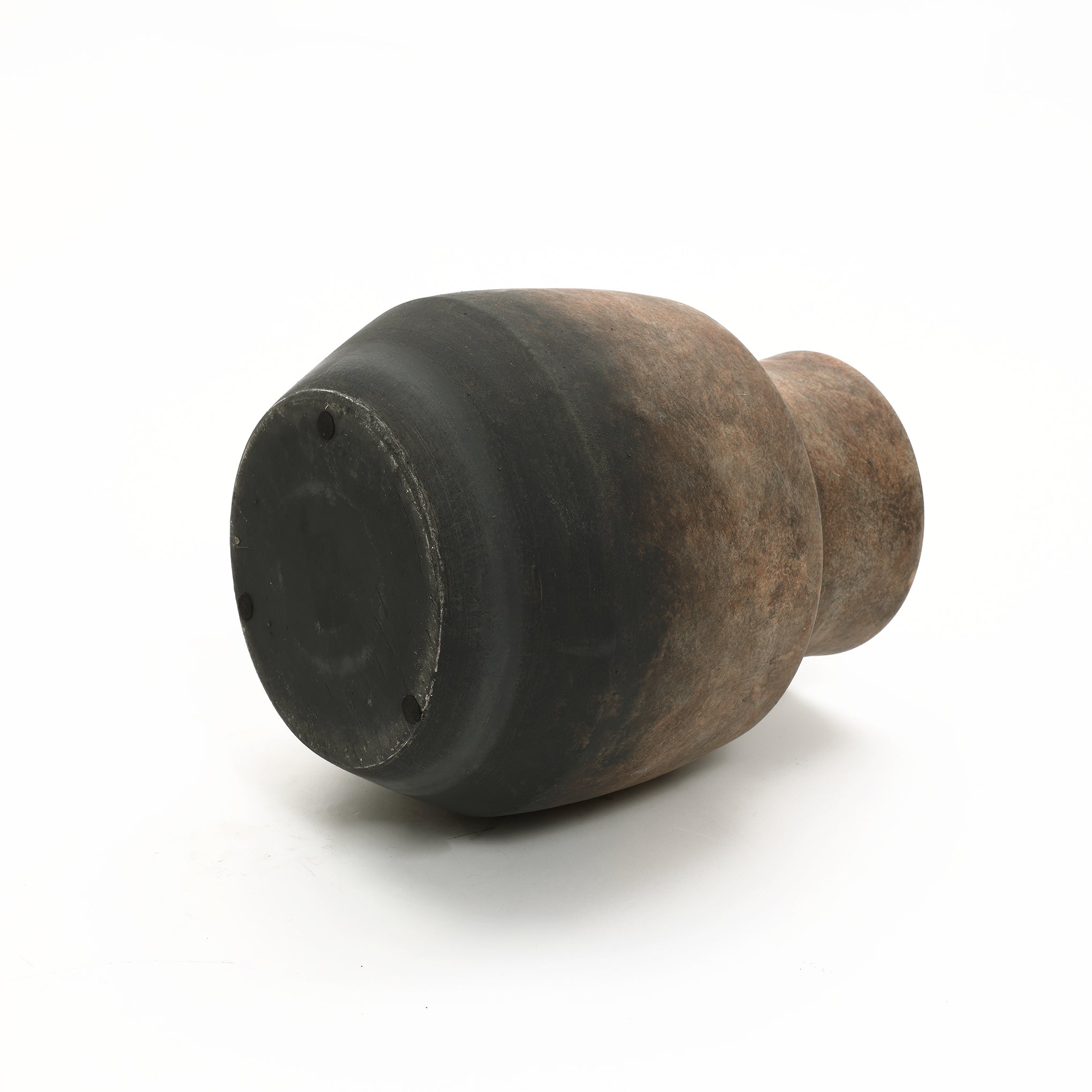 Round Bowl Terracotta Vase, Brown Ombre, 11.5"