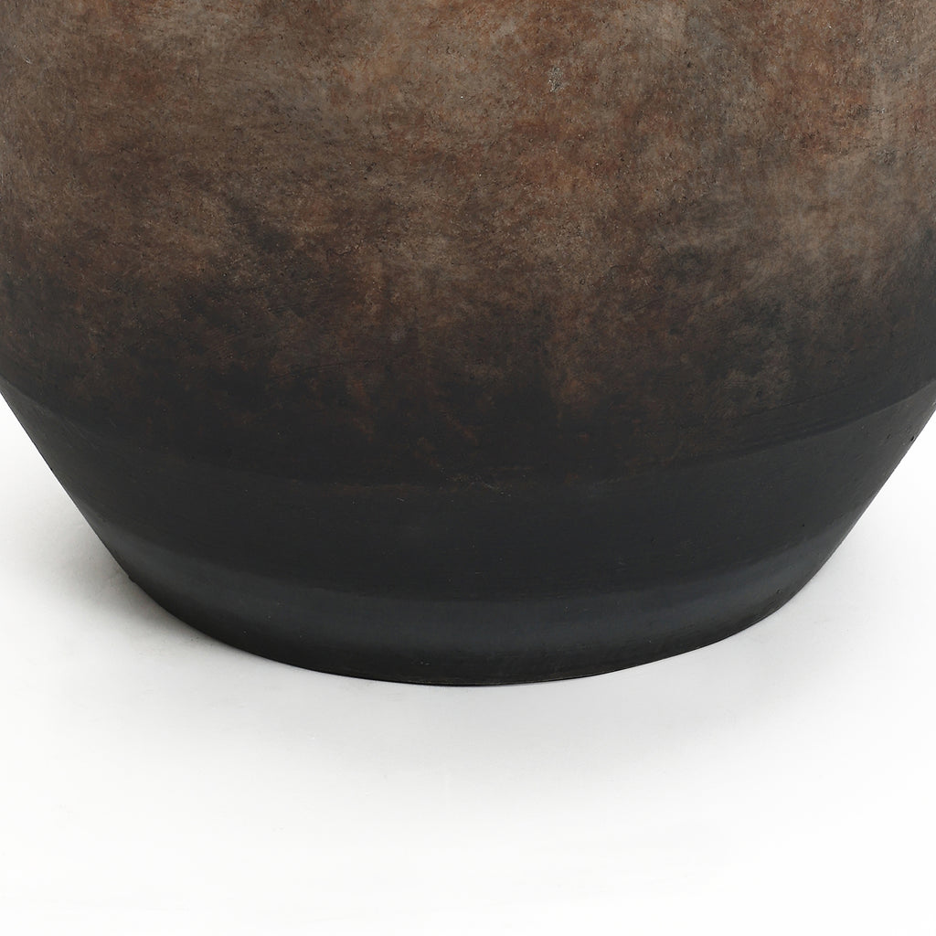 Round Bowl Terracotta Vase, Brown Ombre, 11.5"