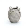 Handled Terracotta Urn Vase, Antique Gray-White, 11"