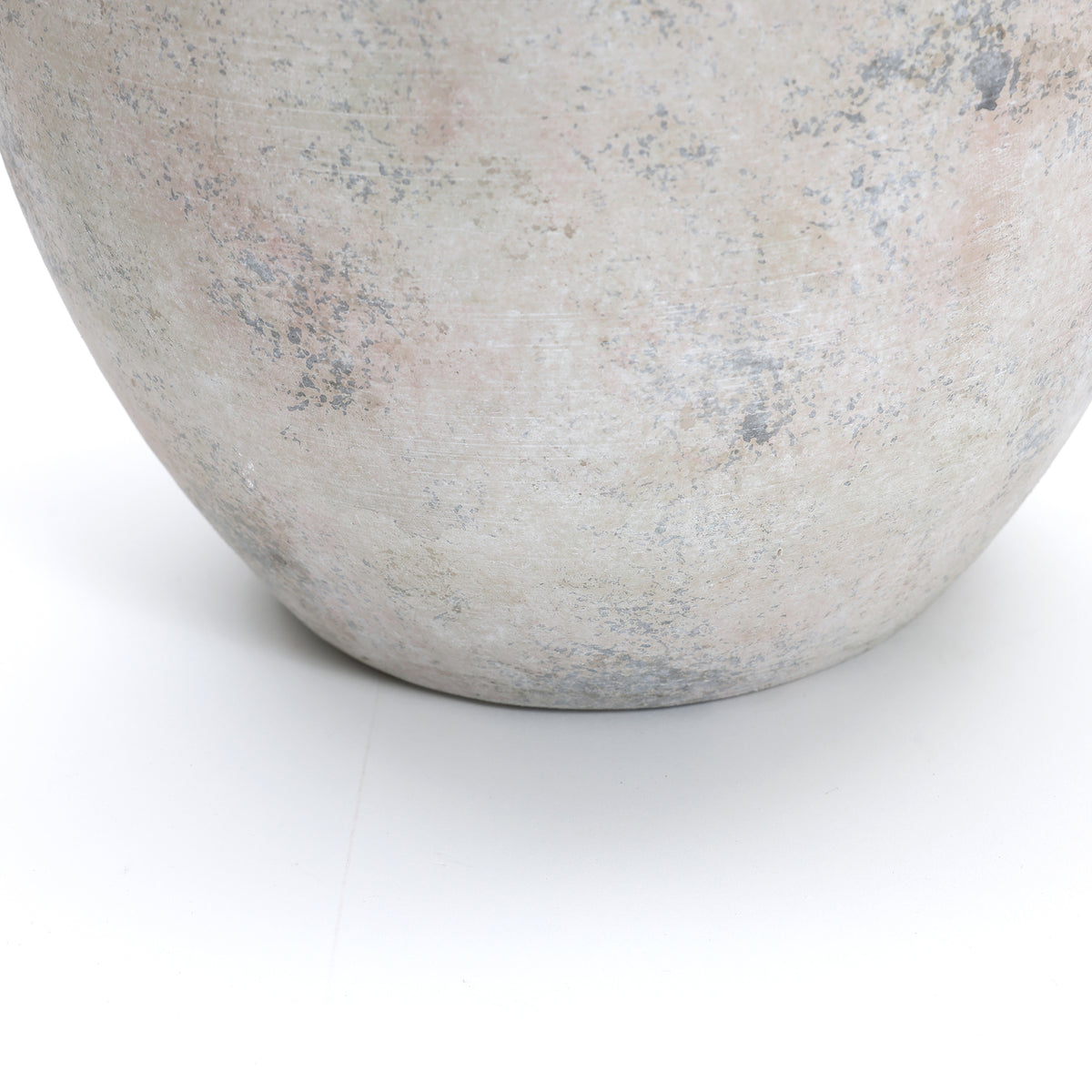 4-Handle Decorative Terracotta Urn, Marbled White-Gray, 11"