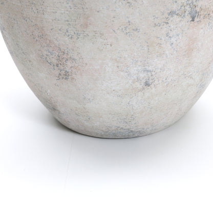 4-Handle Decorative Terracotta Urn, Marbled White-Gray, 11"