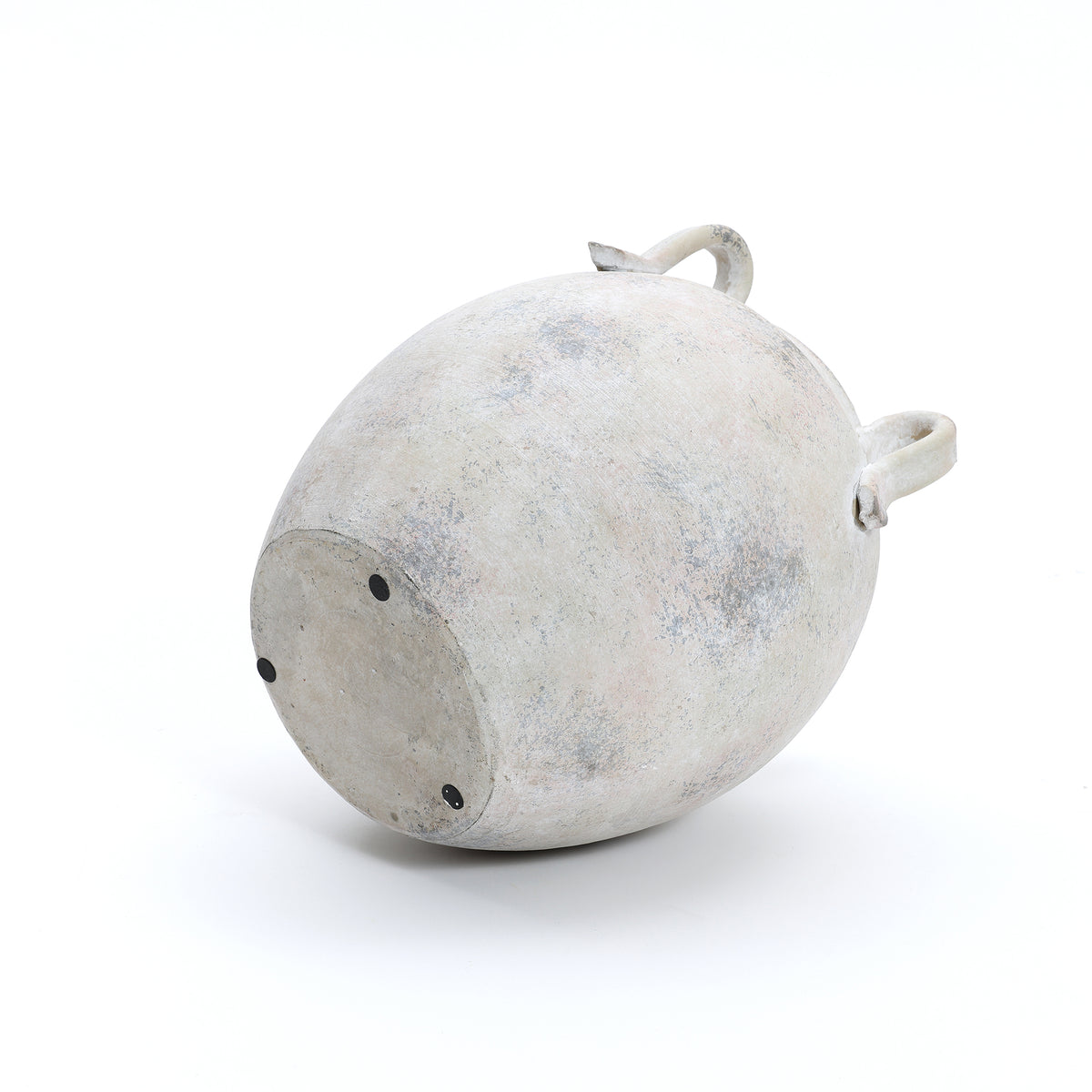 4-Handle Decorative Terracotta Urn, Marbled White-Gray, 11"