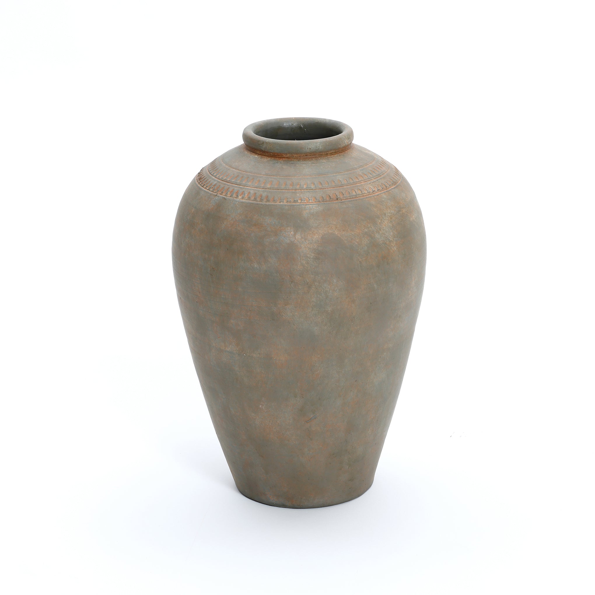 Tall Terracotta Urn Vase, Rustic Brown, 15"