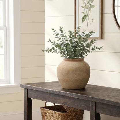Round Terracotta Decor Vase, Rustic Golden Brown, 10.5"