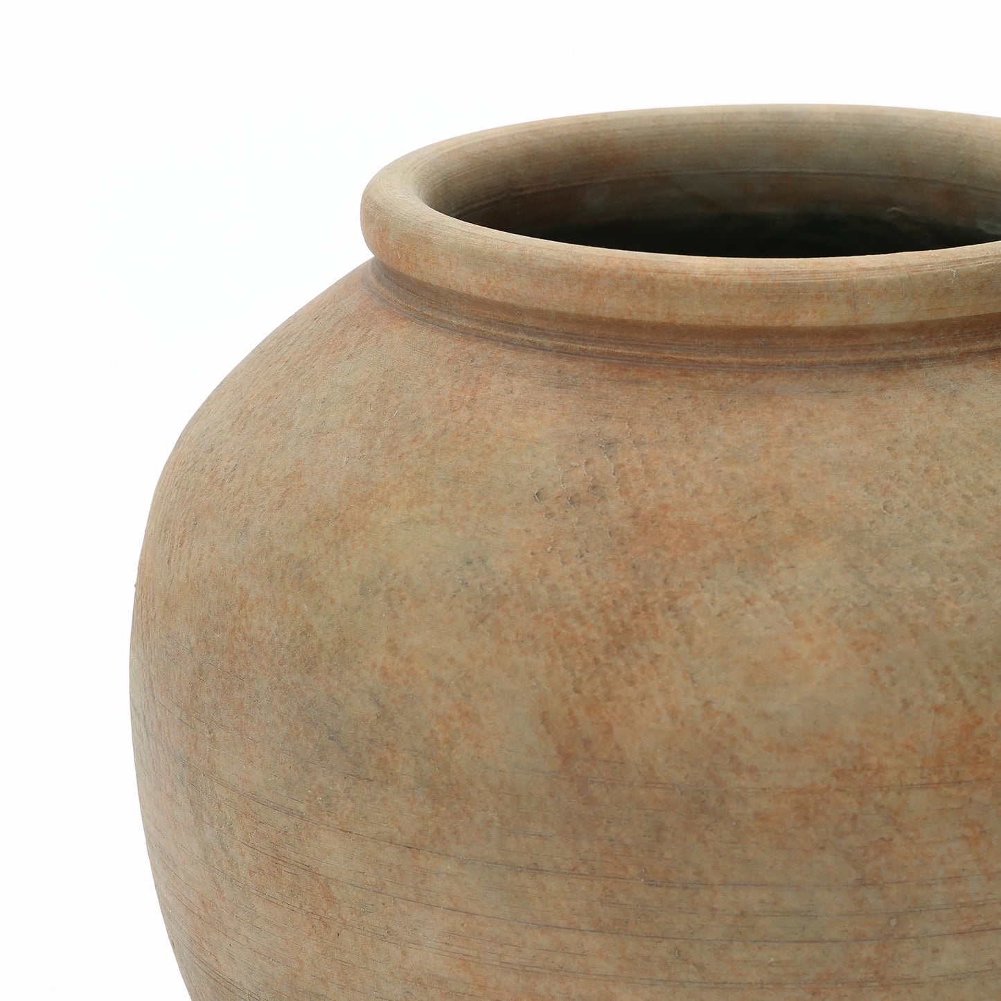 Round Terracotta Decor Vase, Rustic Golden Brown, 10.5"