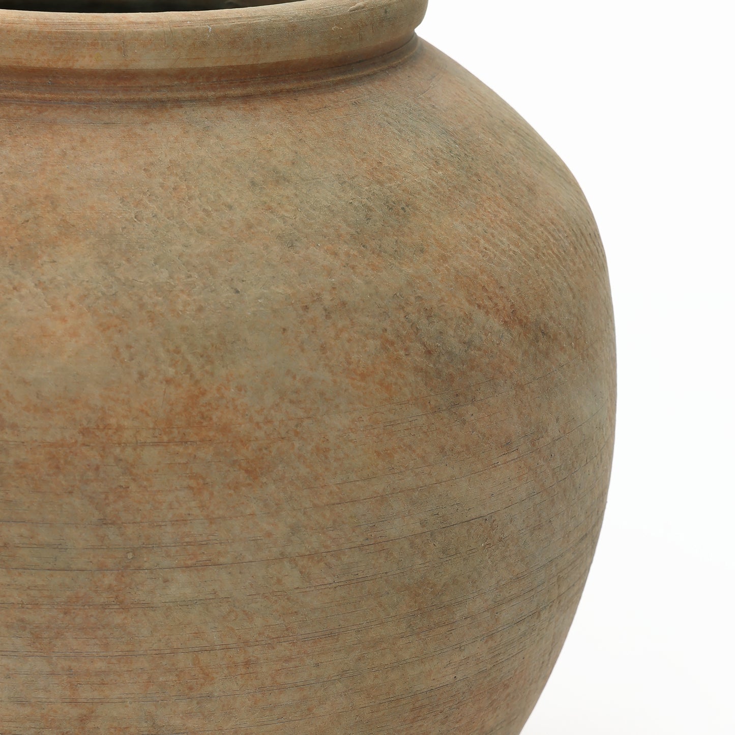 Round Terracotta Decor Vase, Rustic Golden Brown, 10.5"
