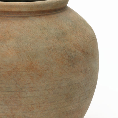 Round Terracotta Decor Vase, Rustic Golden Brown, 10.5"