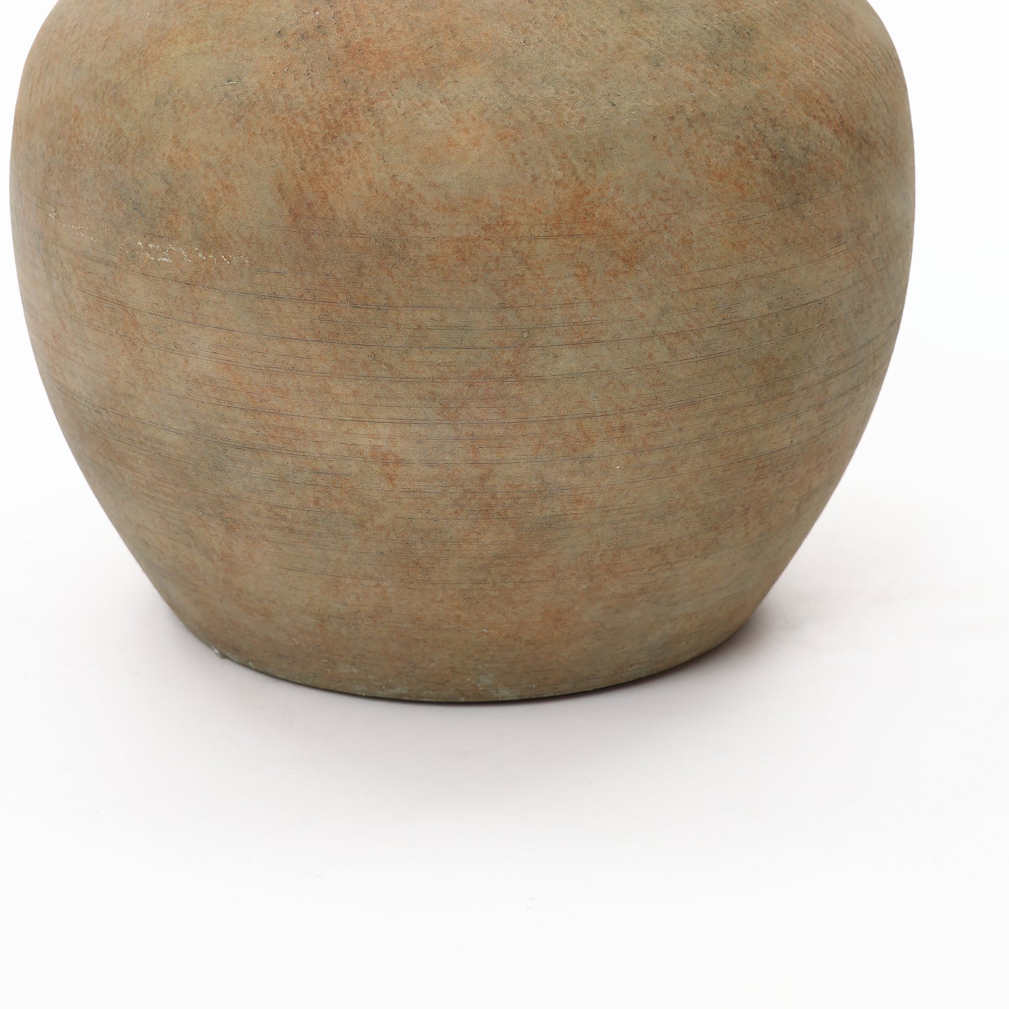 Round Terracotta Decor Vase, Rustic Golden Brown, 10.5"