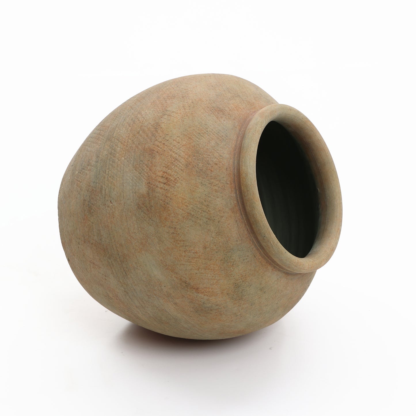 Round Terracotta Decor Vase, Rustic Golden Brown, 10.5"