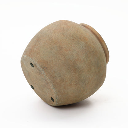 Round Terracotta Decor Vase, Rustic Golden Brown, 10.5"