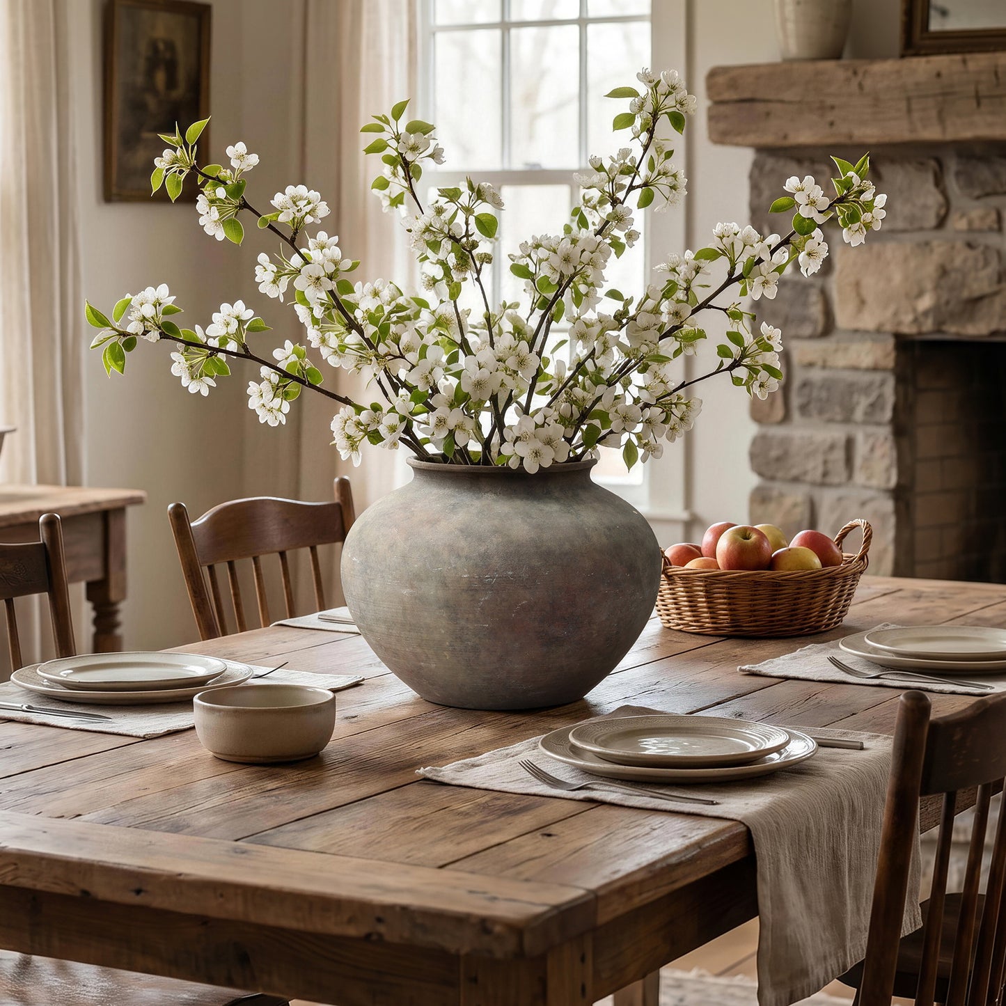 Wide Bowl Terracotta Decor Vase, Antique Gray-Brown