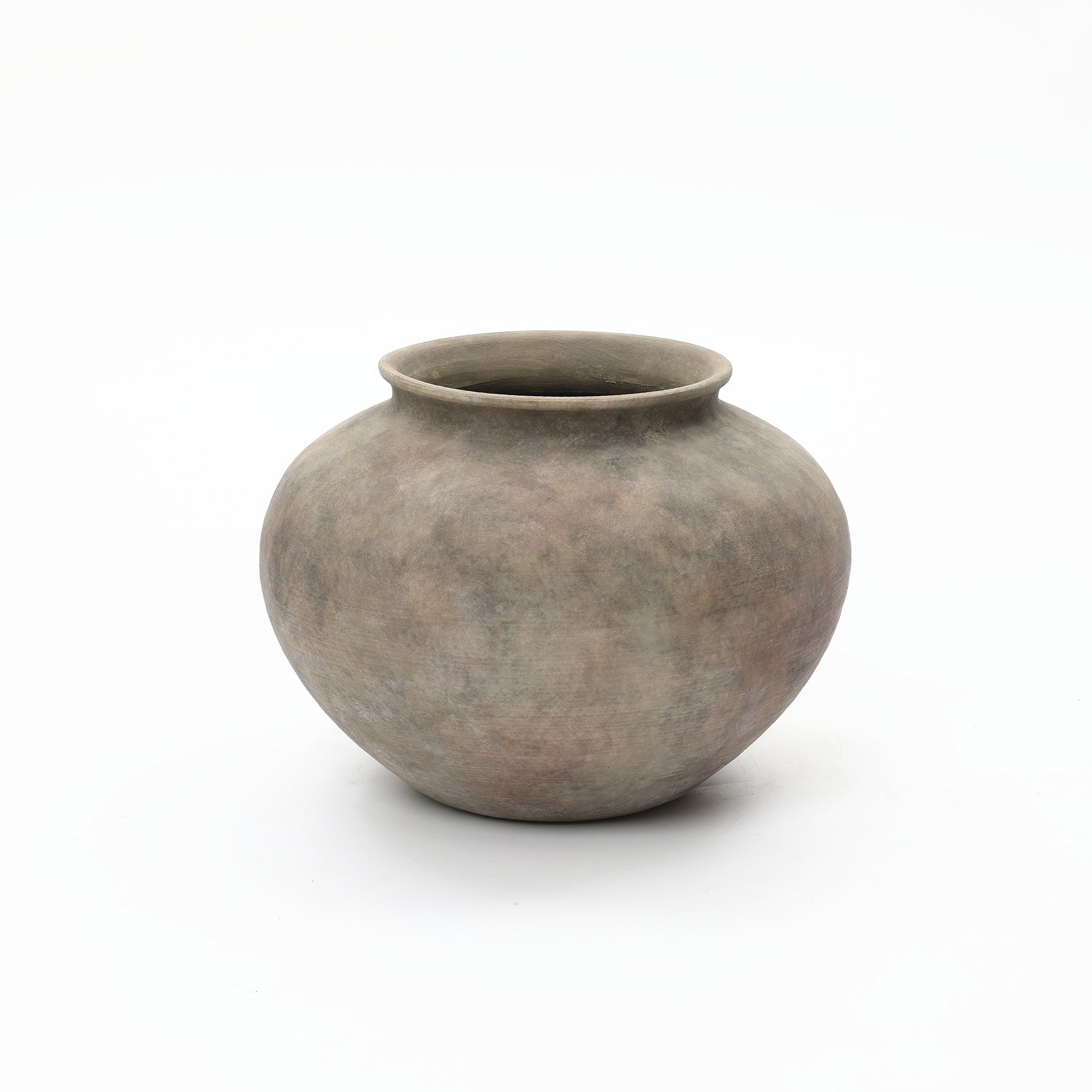 12.5" Round Ceramic Vase, Antique Dark Gray