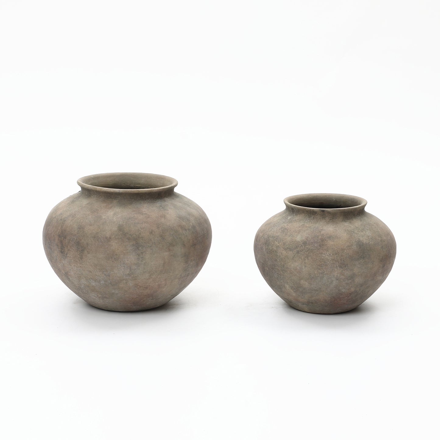 Wide Bowl Terracotta Decor Vase, Antique Gray-Brown
