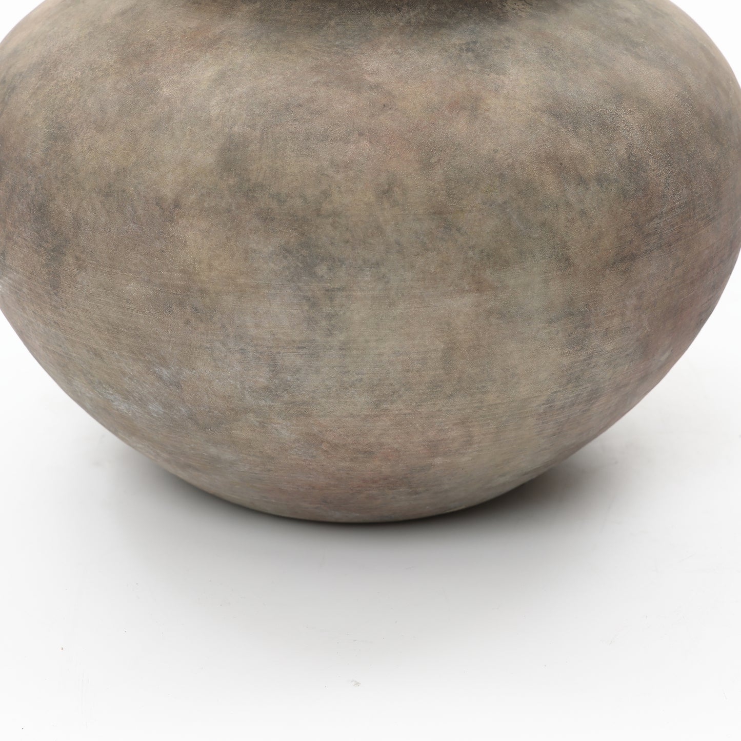 Wide Bowl Terracotta Decor Vase, Antique Gray-Brown