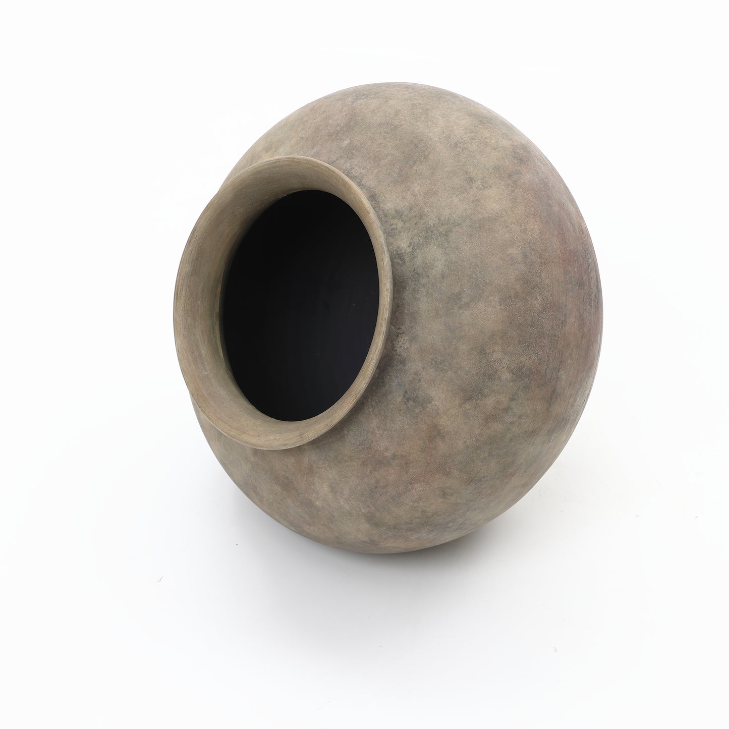 Wide Bowl Terracotta Decor Vase, Antique Gray-Brown