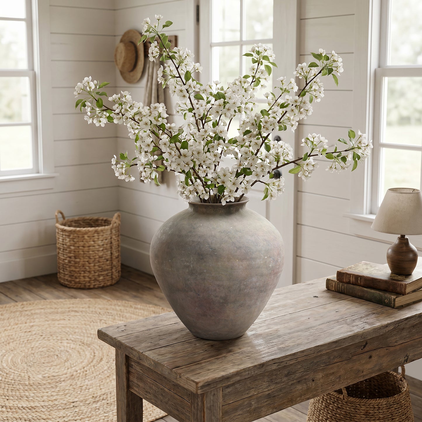 Round Bowl Terracotta Decor Vase, Antique Gray-Brown