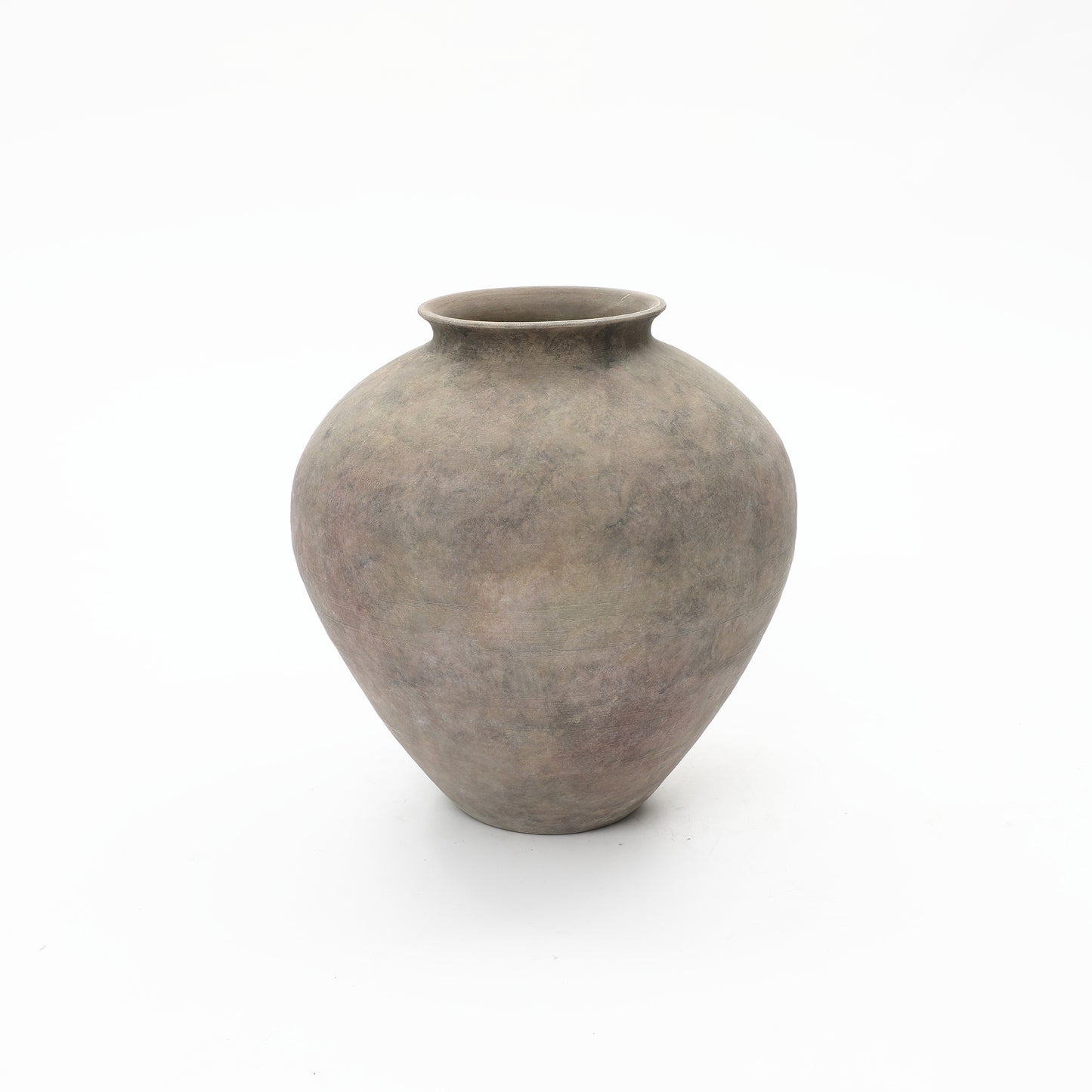 Round Bowl Terracotta Decor Vase, Antique Gray-Brown