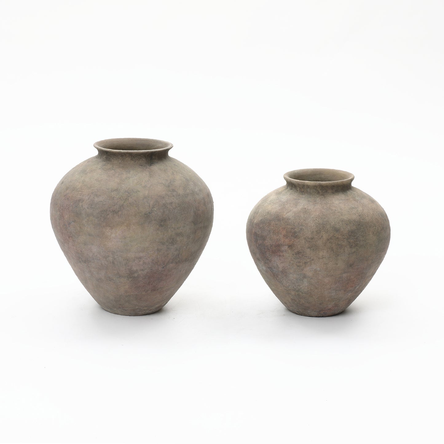 Round Bowl Terracotta Decor Vase, Antique Gray-Brown
