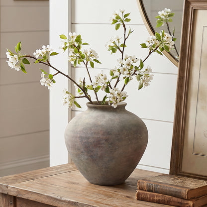 Round Bowl Terracotta Decor Vase, Antique Gray-Brown