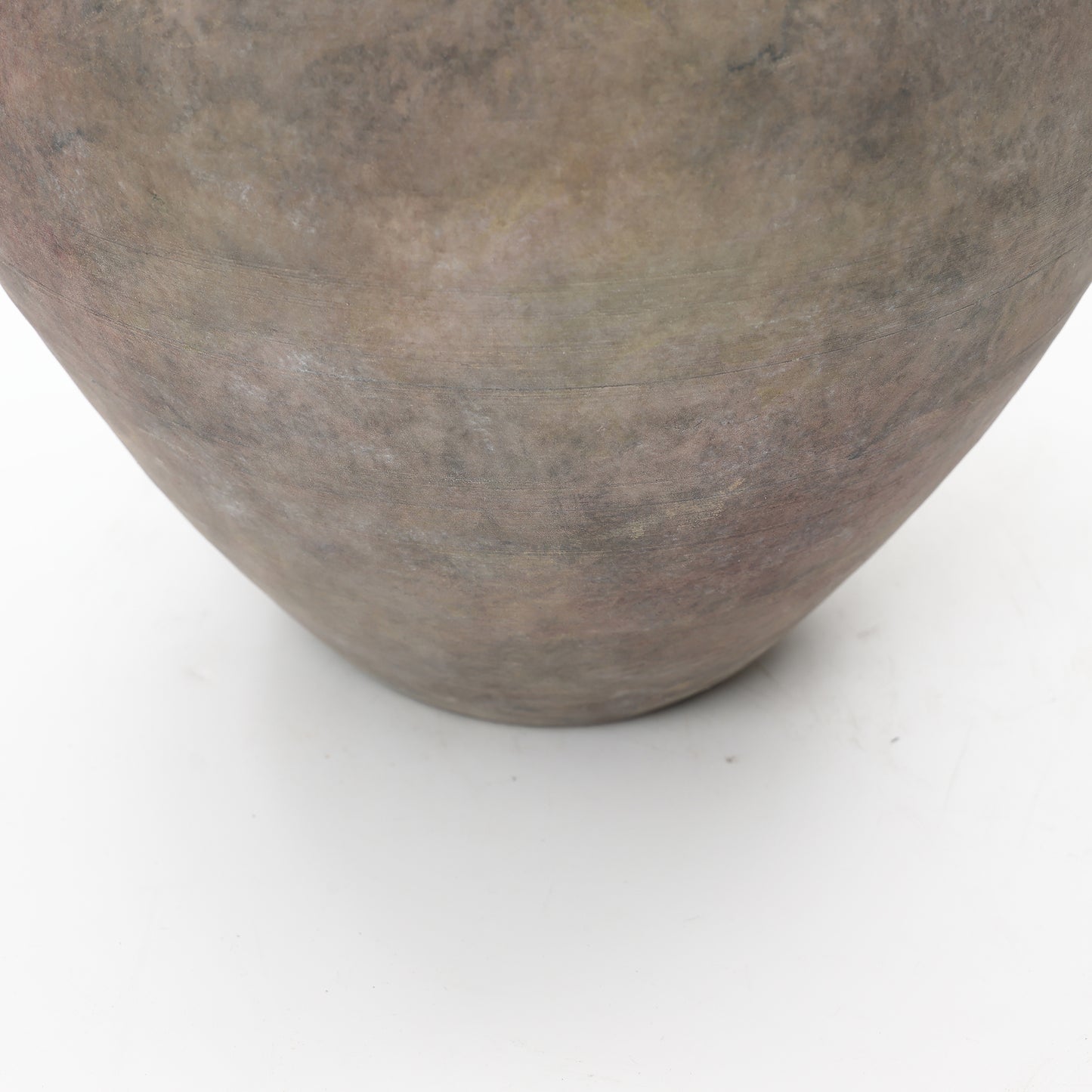 Round Bowl Terracotta Decor Vase, Antique Gray-Brown