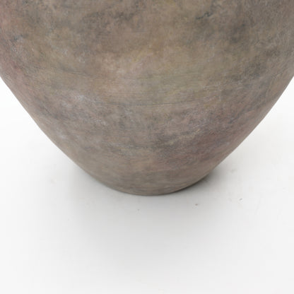Round Bowl Terracotta Decor Vase, Antique Gray-Brown