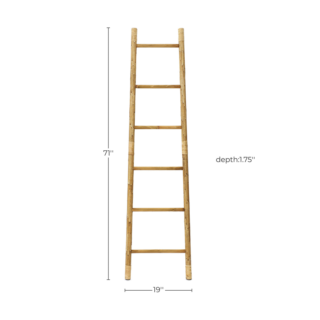 Langford Home 71" Wood Blanket Ladder, Farmhouse Towel Holder Rack