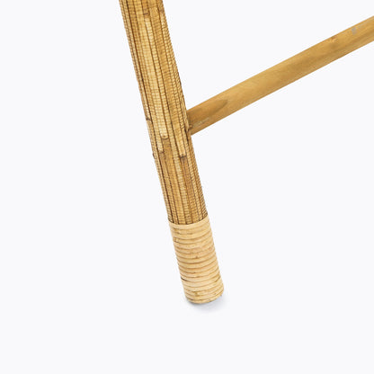 6-Tier Leaning Wood Rattan Blanket Ladder Rack, Pine, 71"