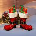 18.11" 50 LED Warm White Lighted Santa Boots Christmas Decor, 2 Pack Battery Operated Waterproof Pre-Lit Santa Boot Decoration for Indoor Outdoor Home, Yard, Party