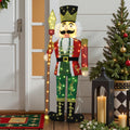 48.81" 110 LED Warm White Lighted Nutcracker with Spear Christmas Decor, Pre-Lit Outdoor Yard Decoration with UL Adapter & 3m Cable, Holiday Lawn Decor for Garden, Party, Home