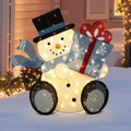 31.5" 80 LED Warm White Lighted Snowman with Gift Christmas Decor, Pre-Lit Outdoor Yard Decoration with UL Adaptor, Holiday Lawn Decor for Garden, Party, Home