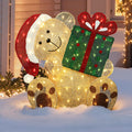 31.1" 110 LED Warm White Lighted Christmas Teddy Bear with Gift, Pre-Lit Outdoor Yard Decoration with UL Outdoor Transformer, Holiday Lawn Decor for Garden, Party, Home