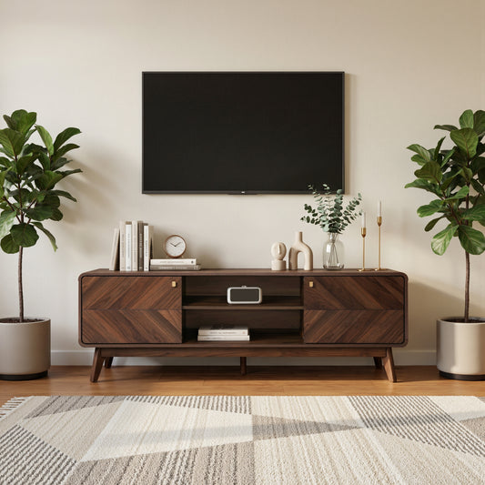 Centro Wood TV Console Tapered Legs, 63"