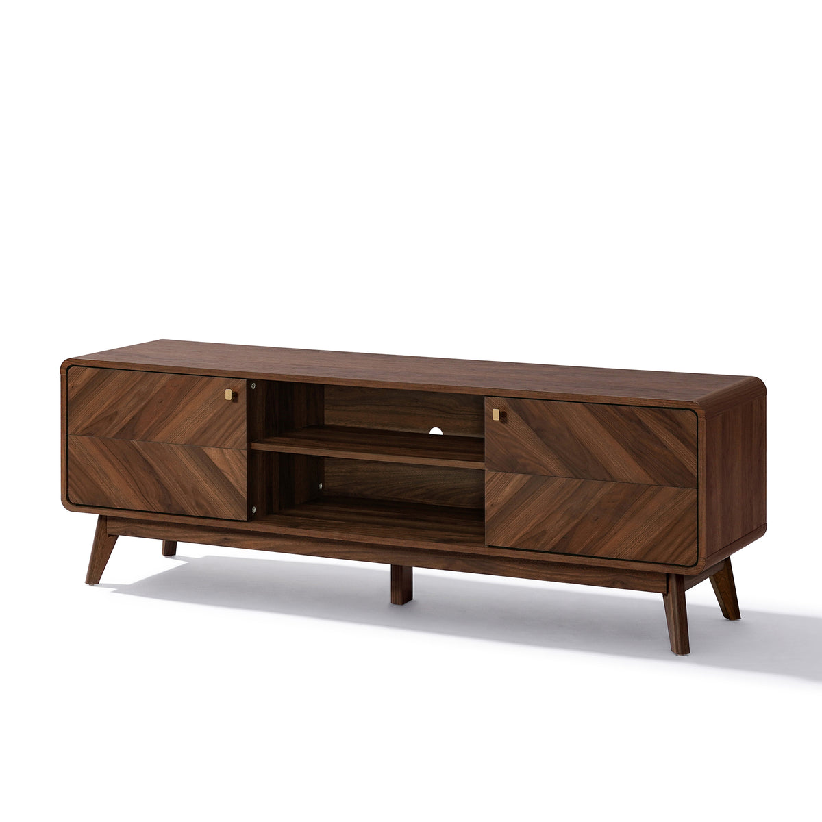 Wood Media Entertainment TV Console Stand, Brown, 63"